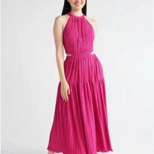 Scoop Pink Halter Maxi cut out Dress. medium